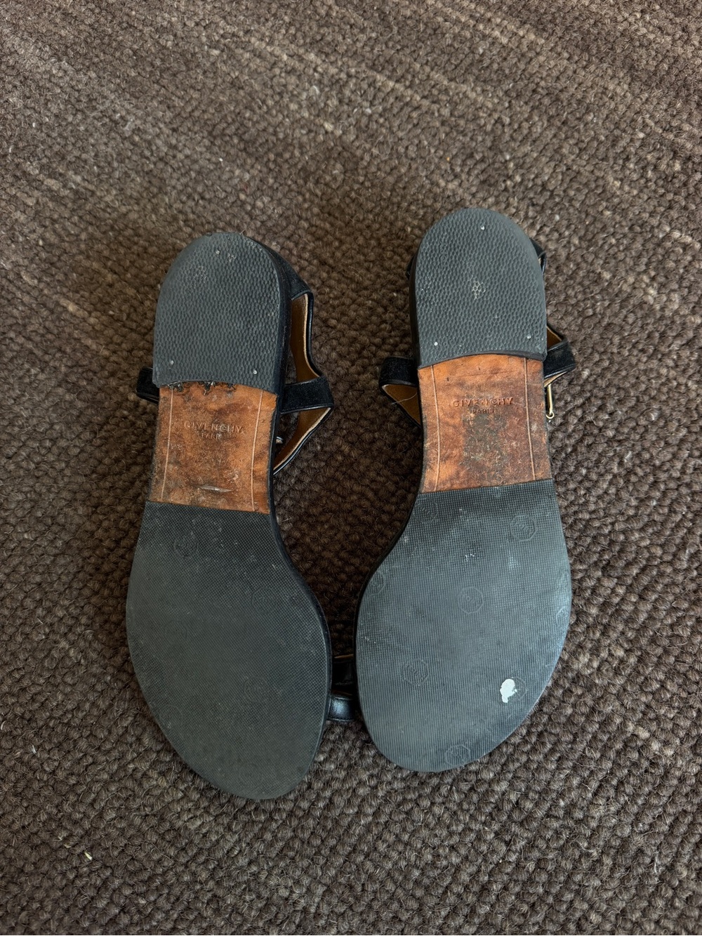 Givenchy Black Leather Open-Toe Ankle Strap Sandals - Picture 3 of 5